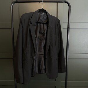 Classic One Button Black Blazer